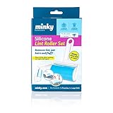 Minky Silicone Lint Rollers Twin Set | Large Lint Remover and Travel Lint Remover | Pet Hair Remover | Handheld Sticky Silicone Dust Wiper Washable and Reusable For Clothes | lint removers for clothes