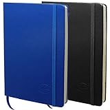 Jalousie 2 Pack A5 Thick Classic Writing Ruled Notebook Journal Hard Cover Banded Premium Paper Paper Large 240 Pages and 24 Page blank monthly planner 8.4 x 5.7 in 264 Pages in total 100 gsm