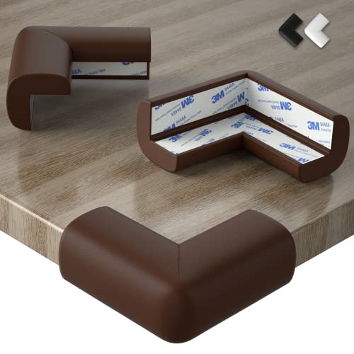 DEASANA® 20 Protectores de Esquinas para Bebés - Extra Grandes para Protección Total a Prueba de Niños - Protector con Biadhesivo 3M Preinstalado - Producto Certificado - Blanco Marfil, Negro y Marrón