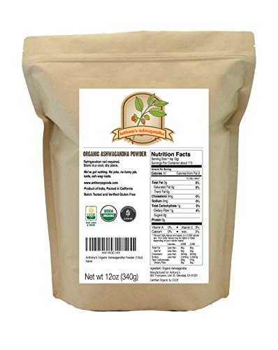 Organic Ashwagandha Powder (12oz) by Anthony's, Non-GMO & Verified Gluten Free