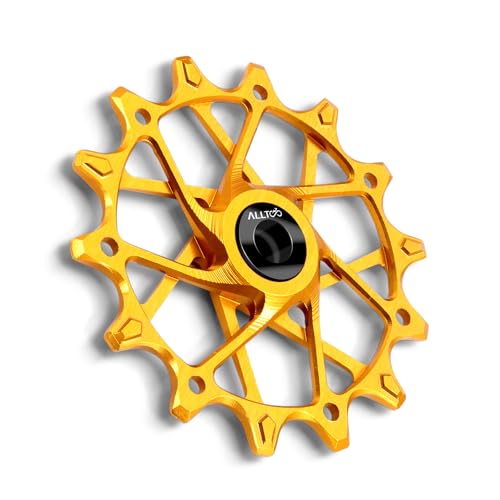 Peça de bicicleta para bicicleta, desviador de mudanças resistente a óleo, 16T/14T12T para Sram para Shimano Jockey, ultraleve, moldura de alumínio, rolamento de cerâmica (ouro 14T)