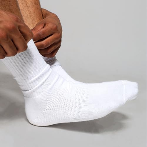TRAILBLAZER Men’s Cushioned Crew Socks (3-Pack) – Moisture-Wicking, Breathable Cotton Blend, Arch Support, Durable Everyday Athletic Comfort – Size 9–143