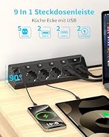 Inhwatek Eck Steckdosenleiste Überspannungsschutz mit USB C, 5 Fach Tischsteckdose Mehrfachsteckdose mit 2M Kabel (3680W,16A), Verteilersteckdose für Küchemit Heim Büro – Ansicht 2