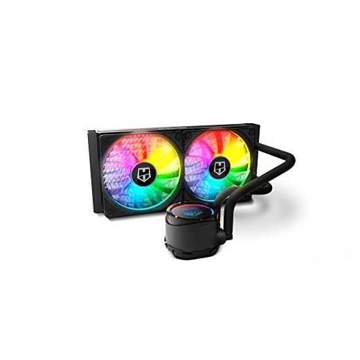 Nox Hummer H-240-NXHUMMERH240ARGB - Refrigeracion liquida ARGB, compatible con Intel&AMD, dos ventiladores 120mm PMW, radiador doble con base aluminio, color negro