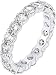 PAVOI 14K White Gold Plated Cubic Zirconia Rings | 3.0mm Eternity Bands | White Gold Rings for Women Size 8