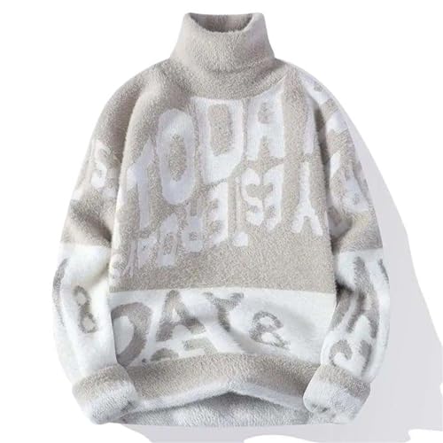 Pull chaud en tricot homme à col montant thermique et maille vintage épaisse