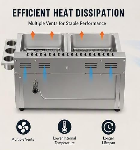 Commercial LPG Deep Fryers, 2 x 6 L Countertop Gas Deep Fryer, Stainless Steel LPG Gas Deep Fat Fryer with 2 Filter Baskets, 3 Seasoning Cups and Lid for Chicken, Chips, Home, Kitchen - Image 4