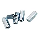 3 Pcs M16 x 49mm Long Rod Coupling Hex Nut Connector Zinc Plated Joint Nut Industrial Construction Fasteners