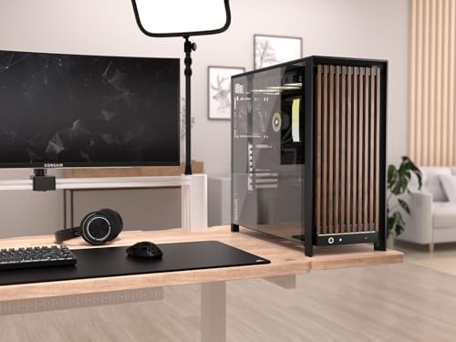 Image of CORSAIR Frame 5000D Wood RS Mid-Tower ATX PC Case - Solid Wood Airflow Panel, 3X Pre-Installed Fans, Modular Customization, Spacious Interior, GPU Anti-Sag - Black /Walnut