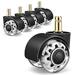Bürostuhl Rollen 5er Set 10x22mm für 1KEA, Schreibtischstuhl Rollen für Gaming-Stühle, Bürostuhl-Räder Ersatzrollen für Hartböden, Parkett, Teppich, Laminat und Fliesen, Keine Kratzer(Silver)