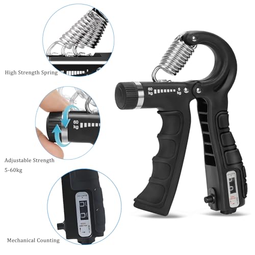 Antebrazos Fortalecer Hand Grip,Ejercicio En Casa 3 Piezas Antebrazo Ejercitar,Entrenamiento de Fuerza Resistencia Ajustable Portátil para Terapia de Fitness Entrenamiento Deportivo,Negro - Imagen 5