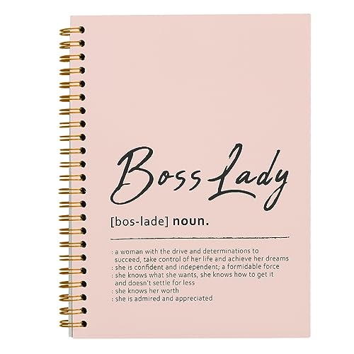 Product Image of the Tizzer Boss Lady Definition Pink Lined Hardcover Spiral Notebook Journal for Work Notes Journaling 5.5×8.3 Inch, Best Boss Lady Gifts, Boss Lady Appreciation Gifts