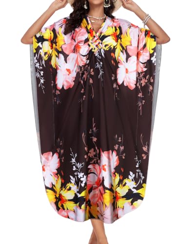 Image of Kaftan Dresses for Women V Neck Caftans Batwing Sleeve Beach Cover Ups