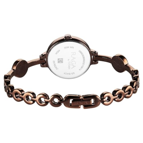 Image of Titan Raga Viva Quartz Analog Rose Gold Dial Metallic Brown Metal Strap Watch for Women - NT2576QM01
