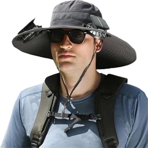 Chapeau solaire haut de gamme homme UPF50+ double énergie avec bordure protectrice