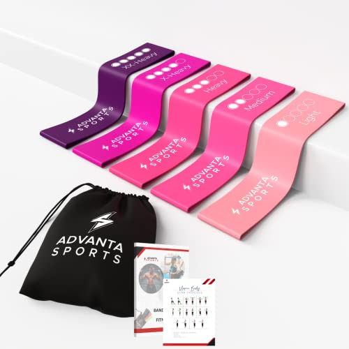 Advanta Sports Resistance Loop Exercise Bands, Set Of 5 Colors For Home Fitness, Stretching, Strength, Physical Therapy, Crossfit, Workout, Yoga, For Women, Men - With Carry Bag & Workout Guide #TOP7