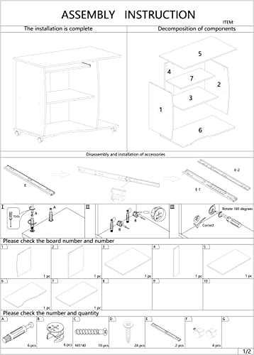 Willonin Scrivania per computer con rotelle, per