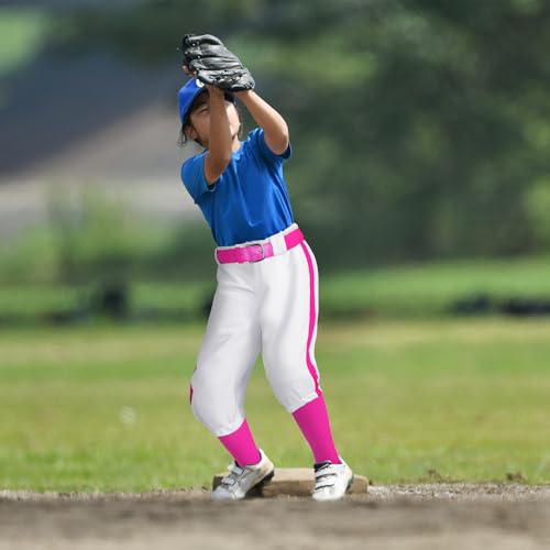 Cozypower 3 Pcs Baseball Pants Combo Set Men Youth Boy and Girls Softball Pants with Socks and Belts(Hot Pink, White,10-12 Years,Kid) - Thumbnail 7