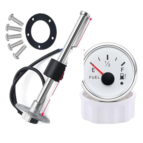 Un Sensor de Nivel de Combustible Universal de 0~190 ohmios + indicador de Nivel de Combustible con Alarma Indicador de Nivel de Tanque de Combustible con retroiluminación roja,SeñAl De Salida Cons