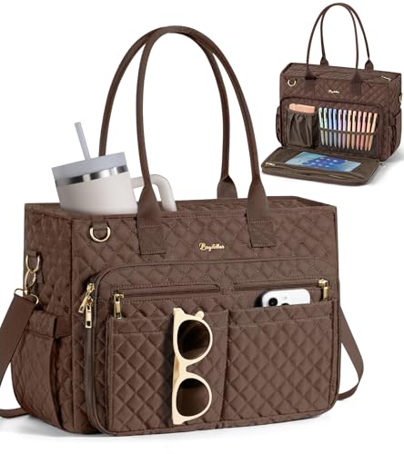 Bagstellar Teacher Tote Bag for Women, 15.6" Laptop Work Tote Computer Bag