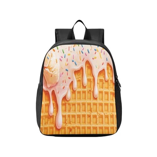 DOMIKING Icecream Dessert Yellow Kids Backpack for Girls Boys School Kindergarten Backpack for Toddler Kids School Bag Bookbag Age 3-6
