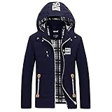 Herren Mantel Shirt Männer San Herrenmode Ntel Mit Windjacke Sau Kappe Langarm Mit Zipper Oberbekleidung Coat (Color : Royalblue, Size : 2XL)