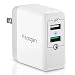 Spigen Essential F207 Quick Charge 3.0 Dual Port USB Wall Charger for iPhone X/8/8 plus/7/7 Plus/Galaxy S9/S9 Plus/Note 8/S8/S8 Plus/S7 Edge & More
