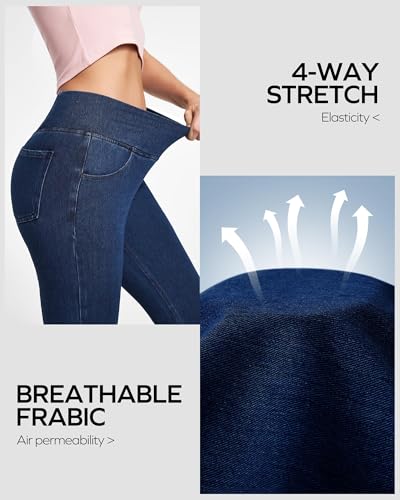 Stretchy Jeans for Women Bell Bottom Jeans High Waisted Jeggings Flare Jeans with Pockets Crossover Pull On Jeans3