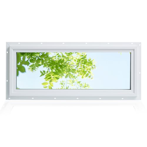 12' x 30' Vinyl Transom Window,Low-E Glass with Argon Gas,Double-Pane Insulated Tempered Clear Glass Household Fixed Picture Window