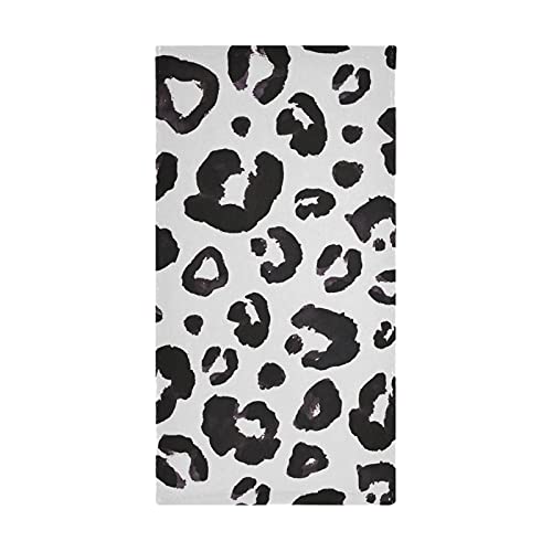 Leopard Print Cheetah Black White Towels Set Of 2 Hand Towel Absorbent Face Towel Soft Dish Towels For Gym Bath Kitchen Decor 28X14 Inches #TOP6