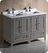 Fresca Oxford 48" Gray Traditional Double Sink Bathroom Cabinets w/Top & Sinks