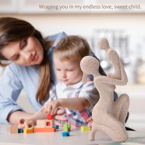 New Mom Gifts - 8.07” Mother and Child Figurine,Resin Statue for First Time Mothers, Baby Shower Adoption Birthday Gifts,Ideal Decor For Shelf Living Room Bedroom Bookshelf CoffeTable and Office - Thumbnail 3