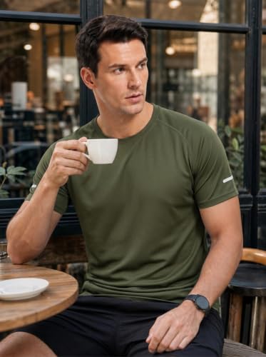 Miniatura 3 de Huakang 3 Piezas Camiseta Deporte Hombre Camisetas Manga Corta Hombre De Secado Rápido Para Gimnasio Running Fitness 520-Black Gray Green-L