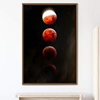 Framed Canvas Wall Art Moon Astronomy & Space Bedroom Colorful Contemporary Moon Multicolor Photography - 16x24 inches