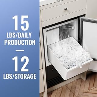 IECIVC Under Counter Crescent Ice Maker Machine, 15'' W Drainless Built-in Ice Maker, 15 LBS/Day with 12 LBS Storage Bin, Perfect for Commercial Home Bar, No Drain