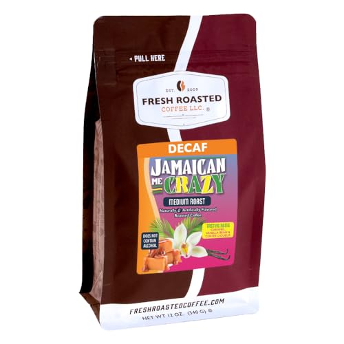 Image of Fresh Roasted Coffee, Decaf Jamaican Me Crazy Flavored Drip Ground Coffee, Medium Roast, Kosher, 12 oz