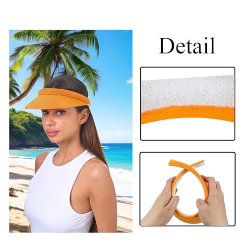 Image of Sun Visor Hats Women Wide Brim Adjustable Clip On Visors Beach Men Hat