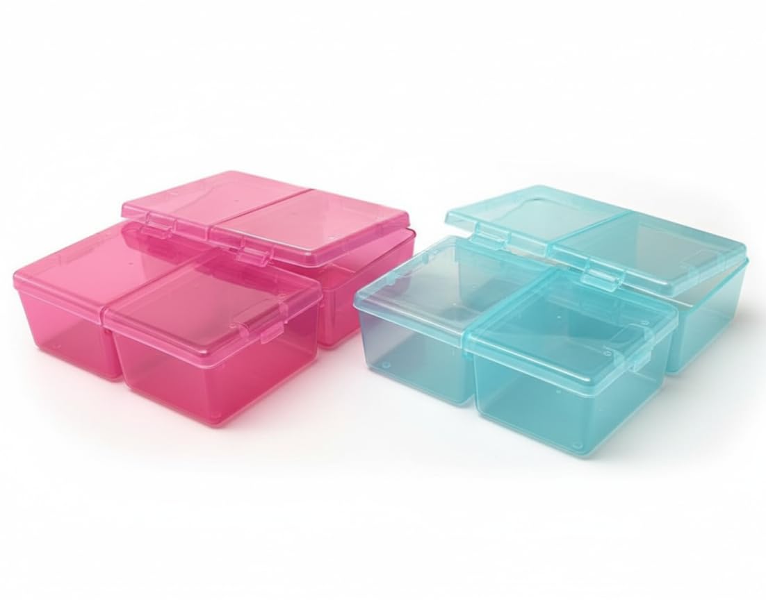 CSM Plastic Compartment Storage Box with Individual Lids, Four Compartments, Rectangular, Multicolor, Pack of Two-image-15