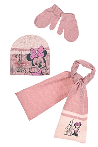 Disney Kids Girls Minnie Mouse Hat Scarf & Gloves Set