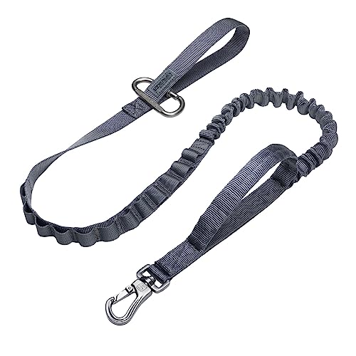 ECCELLENTE ELITE SPANKER Guinzaglio tattico Bungee per cani Guinzaglio militare per cani Elastico Marrone Nero Guinzaglio da passeggio Guinzaglio da addestramento(Grigio)