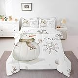 CHCHNXY Funda Nordica Cama 90 Muñeco de Nieve Infantil Juego de Funda de Edredón de Microfibra de 3 Piezas,con Cremallera,Suave 1 Funda de Edredón 150x220cm+2 Fundas de Almohada 50x80cm