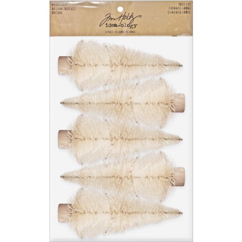 Woodlands Tree Lot for Arts and Crafts by Tim Holtz Idea-ology, 5-Inch Tall, Set of 5, TH93087