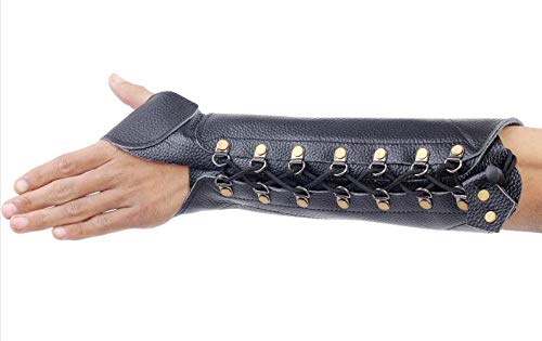 Windfulogo PU Leather Archery Arm Guard Hand Protector Brace Longbow Hunting Shooting Black