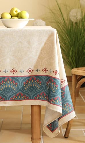Image of ishro home Premium Table Cloth 6 Seater | Dining Table Cover | Love at First Sight Cloth 4-6 Seater | Luxury Fabric | Machine Washable | Non-Fading | Stain-Resistant | (Milan Royale, 56 x 90 inches)