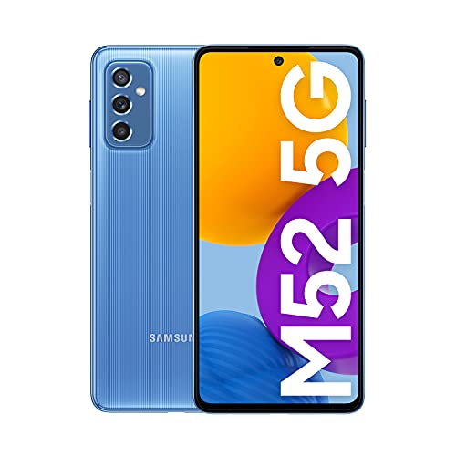SAMSUNG Galaxy M52 5G - 携帯電話、Android、スマートフォン、128 GB、ブルー、ES バージョン
