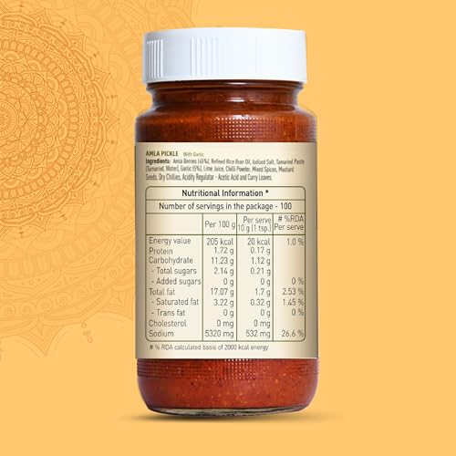 Priya Amla Pickle With Garlic,300G-Authentic Telugu Style Amla Achar|Traditional South Indian Taste|Homemade Andhra Pickles|Tangy Taste|With Amla Berries,Tamarind Paste&Mixed Spices|Glass Jar