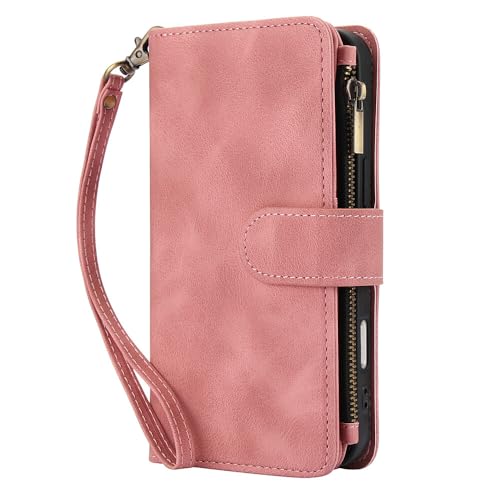 Étui portefeuille rose gold pour Samsung Galaxy Note 20 Ultra avec fermeture éclair et aimant