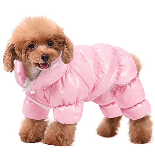 AOFITEE Dog Winter Coat, Waterproof Dog Jacket, Fullbody Dogs Winter Coat Snowsuit, Windproof Puppy Puffer Jacket Snow Suit with Legs, Pet Fleece Vest, Cold Weather Coats for Small Dogs, Pink XL by AOFITEE - Used condition - US$16.18