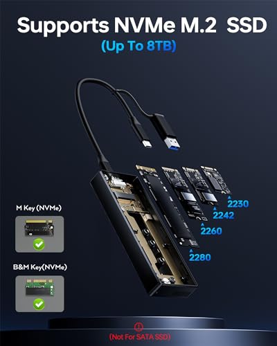 Image of M.2 NVMe Enclosure,40Gbps M.2 Enclosure SSD Enclosure Compatible for M4 /Pro /Max MacBook Mac mini,Support SSD Size 2230 /2242 /2260 /2280 B+M M-Key PCIe Compatible with Thunderbolt 3 /4 /USB4 /3.2 /3.1