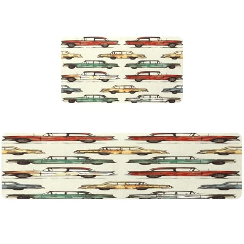 Tapis de cuisine antidérapants absorbants lot de 2 rétro - 2